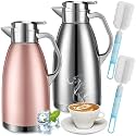 Tioncy 2 Pcs Thermal Coffee Carafe 78oz Insulated Dispenser,Silver, Pink