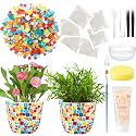 Tioncy 2 Set Mosaic Coaster DIY Vase Mosaic Painting Kit for Adults Gift, DIY Arts and Craft Kits Vase Flower Accessories Art Kit for Room Decor Craft, Home Decor Gifts(Multicolored)
