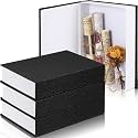 Tioncy 3 Pcs Decorative Linen Faux Book Box Set, Only Size, Black