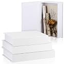 Tioncy 3 Pcs Decorative Linen Faux Book Box Set, Multi Sizes, White
