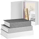 Tioncy 3 Pcs Decorative Linen Faux Book Box Set, Multi Sizes, Gray Tone