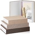 Tioncy 3 Pcs Decorative Linen Faux Book Box Set, Multi Sizes, Neutral Brown
