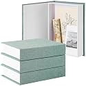 Tioncy 3 Pcs Decorative Linen Faux Book Box Set, Only Size, Green