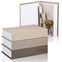Tioncy 3 Pcs Decorative Linen Faux Book Box Set, Only Size, Neutral Brown