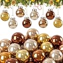 Tioncy 32 Pcs 1'' Mini Glass Christmas Ornament, Champagne Gradient Balls