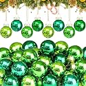 Tioncy 32 Pcs 1'' Mini Glass Christmas Ornament, Small Green Series Balls