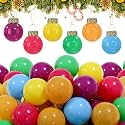 Tioncy 32 Pcs 1'' Mini Glass Christmas Ornament, Small Neon Color Balls