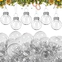 Tioncy 32 Pcs 1'' Mini Glass Christmas Ornament, Small Transparent Balls