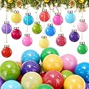Tioncy 32 Pcs 1'' Mini Glass Christmas Ornament, Small Candy Color Balls