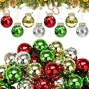 Tioncy 32 Pcs 1'' Mini Glass Christmas Ornament, Small Bright Color Balls