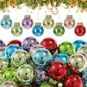 Tioncy 32 Pcs 1'' Mini Glass Christmas Ornament, Small Macaron Color Balls
