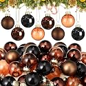 Tioncy 32 Pcs 1'' Mini Glass Christmas Ornament, Multi Brown Black Balls