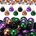Tioncy 32 Pcs 1'' Mini Glass Halloween Ornament, Purple Orange Black Green