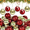 Tioncy 32 Pcs 1'' Mini Glass Christmas Ornament, Small Red Gold Balls