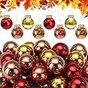 Tioncy 32 Pcs 1'' Mini Glass Fall Thanksgiving Ornament, Orange Yellow Ball