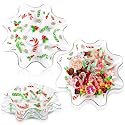 Tioncy 4 Pcs Christmas Plastic Bowls Candy Cane and Holly Leaves Dish
