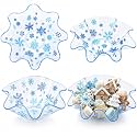 Tioncy 4 Pcs Winter Plastic Bowls 8 Inch Blue Snowflake Serving Dish