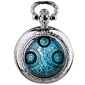 Tiong Nostalgia Retro Blue Quartz Pocket Watch Birthdays Christmas Gifts