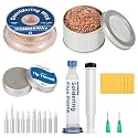 Tip Cleaning Kit, Solder Wick, Solder Iron Tip, Brass Cleaning Wire,Soldering Tip Cleaner, Cleaning Sponge & Solder Flux, Supplied By Wonderway (SWK-001)