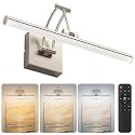 Tipace Hard-Wired Picture Light for Wall,3CCT Dimmable/Timer Off Dartboard Light for Pictures with Remote,15.7 Inch Brushed Nickel Art Light for Paintings,Full Metal Painting Display Lights
