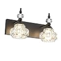Tipace Vintage Bathroom Light Fixtures, Matte Black Bathroom Vanity Light with Crystal Glass Shade,Wall Sconces Lighting for Bedroom,Living Room,Hallway (Black,2-Light)