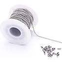 Tiparts 30 Feet Stainless Steel Ball Chains with 20 Connectors (2mm)