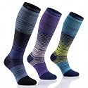 Tipi Toe 3 Pairs Patterned Compression Socks for Women &amp; Men, 12-14 mmHg Mild Support for Circulation &amp; Swelling, Knee High