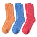 Tipi Toe Womens Fuzzy Crew Socks with Anti Slip Grips Warm Cozy Fluffy Winter Slipper Socks Non Skid Home Socks for Women