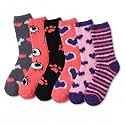 Tipi Toe Womens Fuzzy Crew Socks with Anti Slip Grips Warm Cozy Fluffy Winter Slipper Socks Non Skid Home Socks for Women
