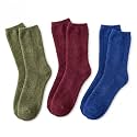 Tipi Toe Womens Fuzzy Crew Socks with Anti Slip Grips Warm Cozy Fluffy Winter Slipper Socks Non Skid Home Socks for Women