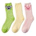 Tipi Toe Womens Fuzzy Crew Socks with Anti Slip Grips Warm Cozy Fluffy Winter Slipper Socks Non Skid Home Socks for Women