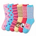Tipi Toe Womens Fuzzy Crew Socks with Anti Slip Grips Warm Cozy Fluffy Winter Slipper Socks Non Skid Home Socks for Women