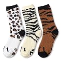 Tipi Toe Womens Fuzzy Crew Socks with Anti Slip Grips Warm Cozy Fluffy Winter Slipper Socks Non Skid Home Socks for Women