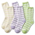 Tipi Toe Womens Fuzzy Crew Socks with Anti Slip Grips Warm Cozy Fluffy Winter Slipper Socks Non Skid Home Socks for Women