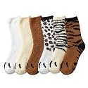 Tipi Toe Womens Fuzzy Crew Socks with Anti Slip Grips Warm Cozy Fluffy Winter Slipper Socks Non Skid Home Socks for Women