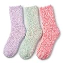 Tipi Toe Womens Fuzzy Crew Socks with Anti Slip Grips Warm Cozy Fluffy Winter Slipper Socks Non Skid Home Socks for Women