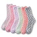 Tipi Toe Womens Fuzzy Crew Socks with Anti Slip Grips Warm Cozy Fluffy Winter Slipper Socks Non Skid Home Socks for Women