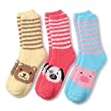Tipi Toe Womens Fuzzy Crew Socks with Anti Slip Grips Warm Cozy Fluffy Winter Slipper Socks Non Skid Home Socks for Women