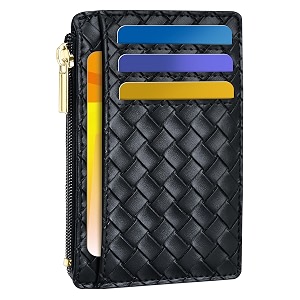 tipmile womens credit card holder wallet small slim rfid blocking sleeve woven black 44 x 314 x 011 inches solid