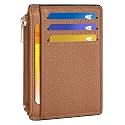 Tipmile Womens Credit Card Holder Wallet, Small Slim RFID Blocking Sleeve, Brown, 4.4 x 3.14 x 0.11 inches, Minimalist