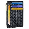 Tipmile Womens Credit Card Holder Wallet, Small Slim RFID Blocking Sleeve, Woven Black, 4.4 x 3.14 x 0.11 inches, Solid