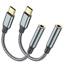 TIPSEAN USB C to 3.5mm Headphone Jack Adapter(2 Pack), USB-C to Aux Audio Dongle Cable for iPhone 17 Pro Max/17 Pro, 16/15 Pro Max, 16/15 Pro, Galaxy S23-S21 Ultra, Pixel, iPad Pro, MacBook (Gray)