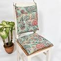 Cotton Printed Chair Pads/Chair Cushion/Back Support/Seat Cushion with Ties and Handmade Quilting (Set of 2) (Pattern 02), Multicolor