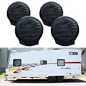 Tire Covers for RV Wheel Set of 4 Motorhome Wheel Covers Waterproof Oxford Cotton Tire Protectors Tire Covers Fits 33" to 35" Tire Diameters