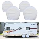 Tire Covers for RV Wheel Set of 4 White Motorhome Wheel Covers Waterproof Soft Vinyl Tire Protectors Tire Covers Size 33" to 35" Tire Diameters