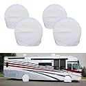 Tire Covers for RV Wheel Set of 4 Motorhome Wheel Covers Waterproof White Vinyl Tire Protectors/Tire Covers Fits 36" to 39" Tire Diameters