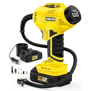 tire inflator portable air compressor 150 psi handheld air pump for car tires with 20v rechargeable battery 12v car power adapter digital display ball motorcycle bike pump