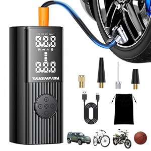tire inflator portable air compressor - 150psi amp 20000mah portable air pump accurate pressure lcd display 3x fast inflation for cars bikes amp motorcycle tires balls ebony