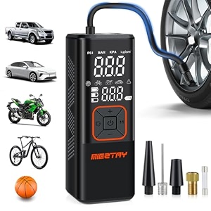 tire inflator portable air compressor - 2x fast air pump for car tires - 150 psi portable tire inflator for car motorcycle bike tire pump with pressure gauge