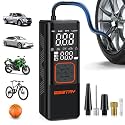 Tire Inflator Portable Air Compressor - 2X Fast Air Pump for Car Tires - 150 PSI Portable Tire Inflator for Car, Motorcycle, Bike Tire Pump with Pressure Gauge